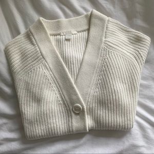 Cos White Cotton Short Sleeve Cardigan